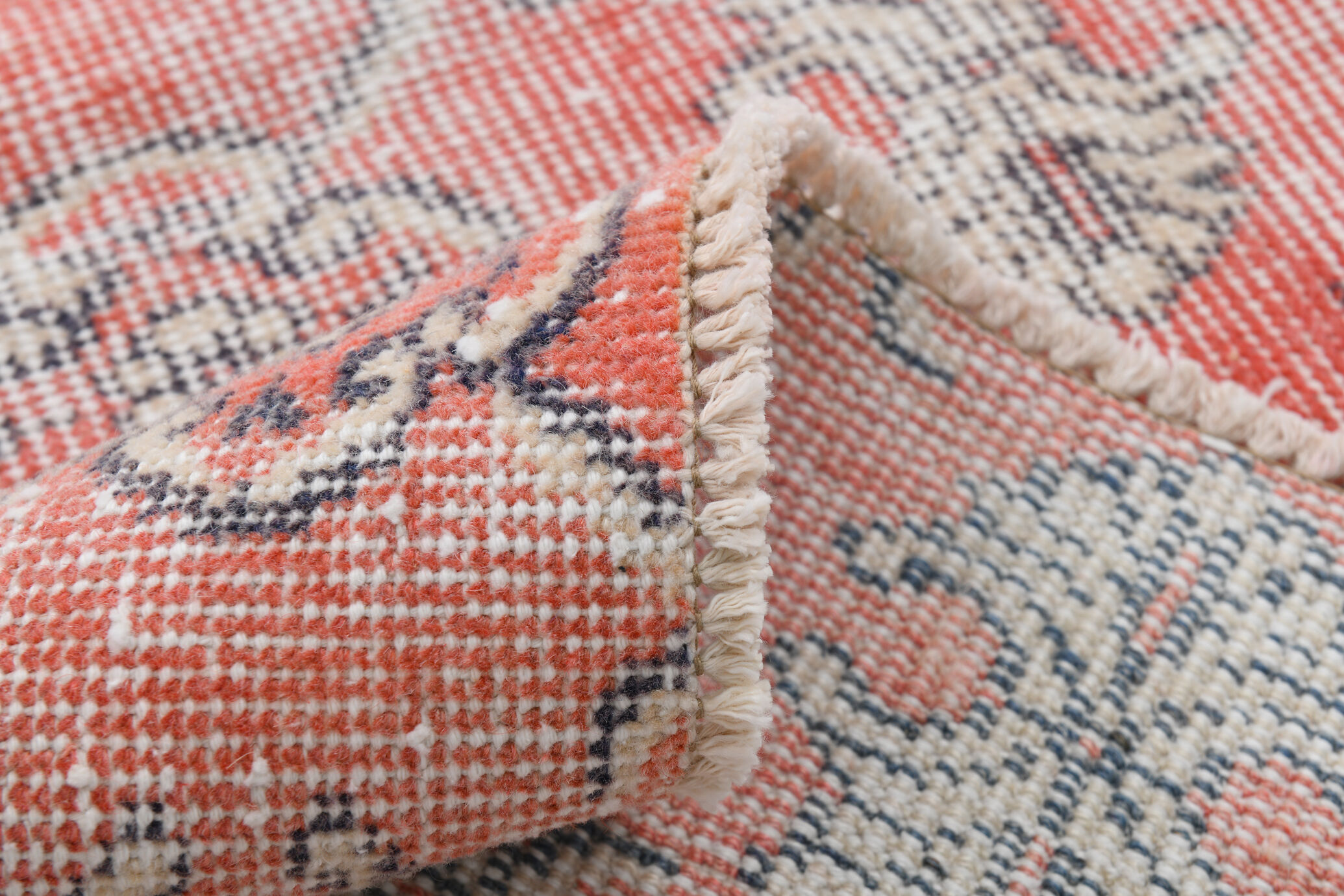 Floral red turkish runner rug, 324x90cm