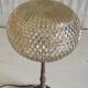Table lamp in gilded brass and amber glass - mid 20th century.