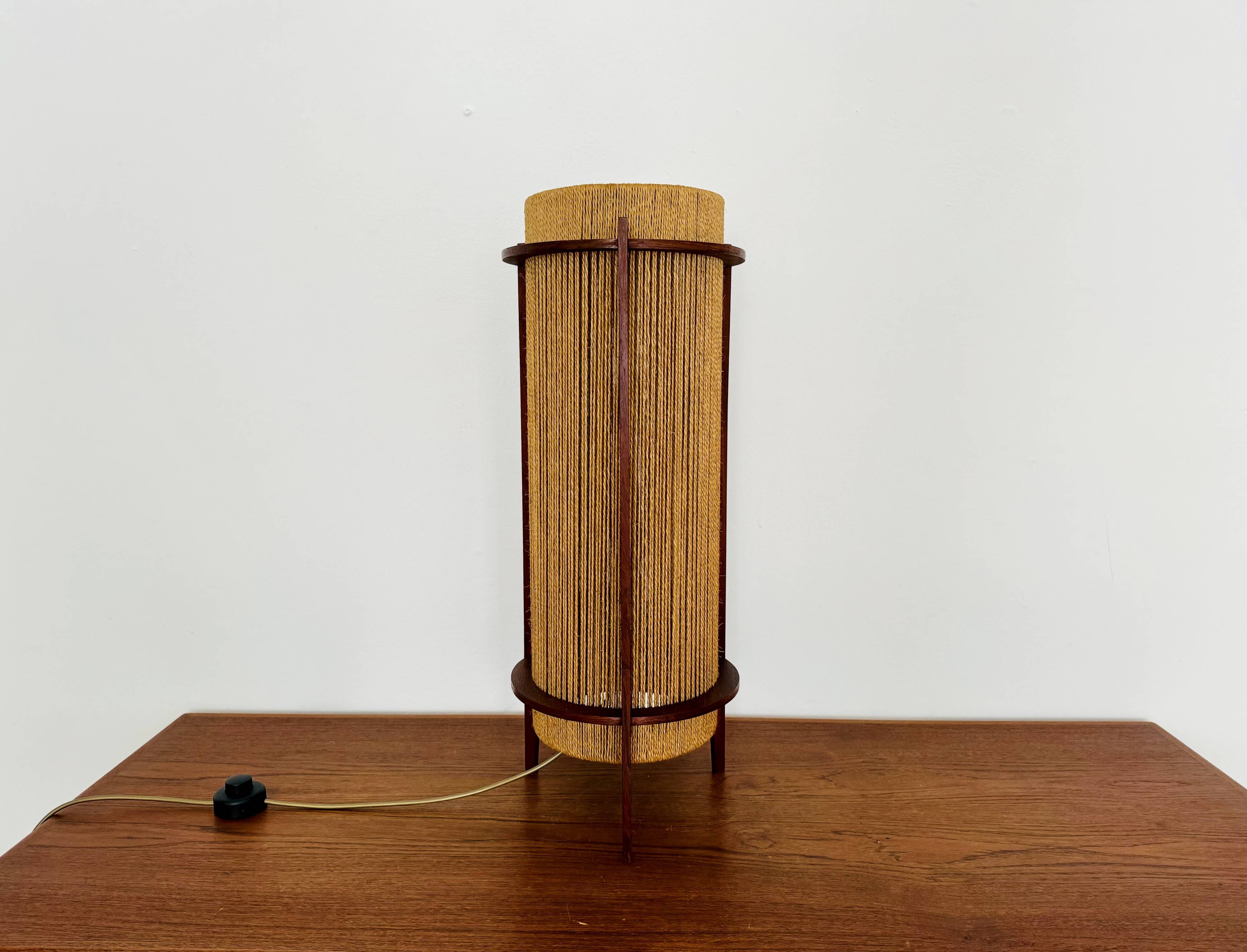 Danish Sisal and Teak Floor or Table Lamp by Ib Fabiansen for Fog and Morup