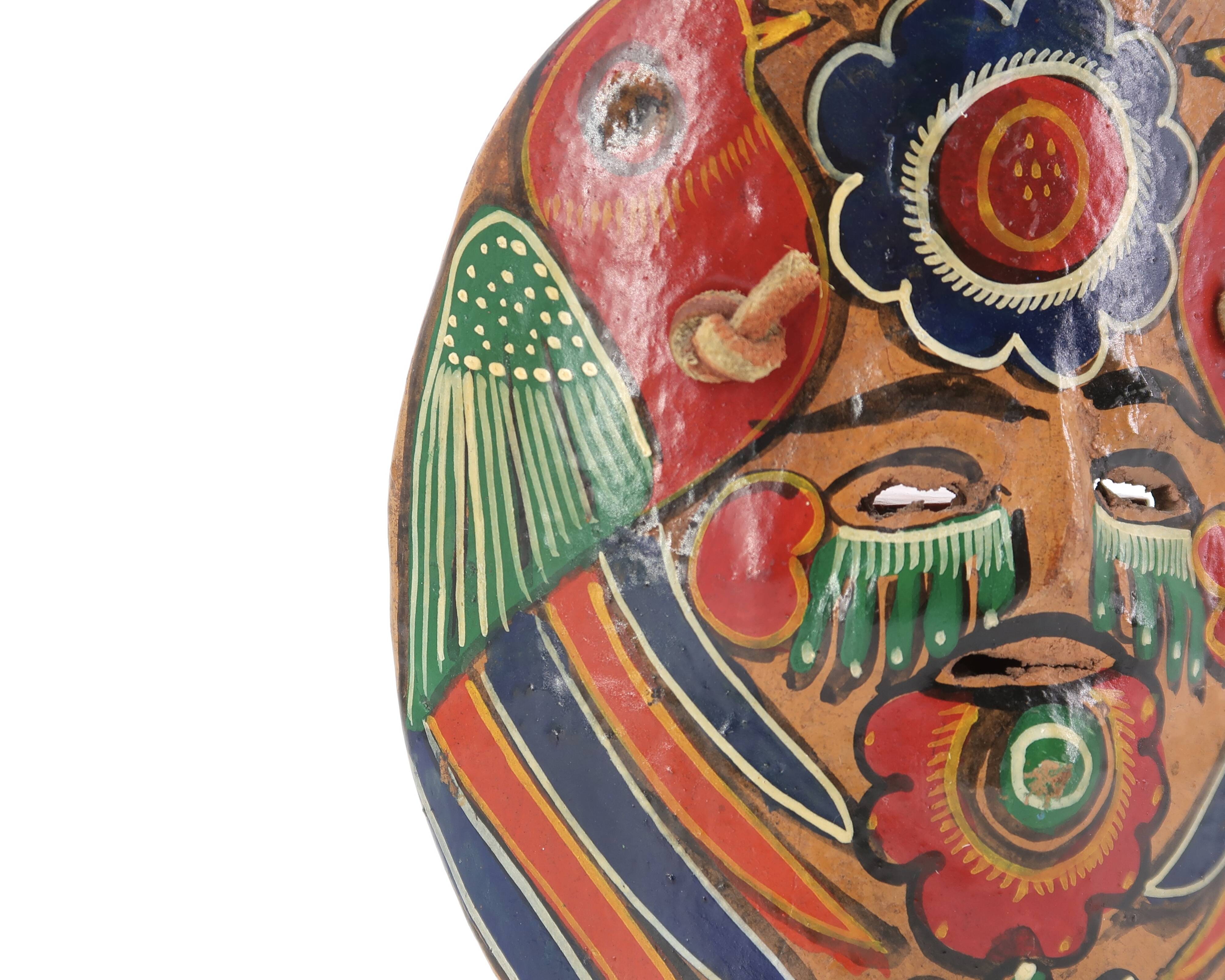 Colorful Mexican terracotta mask, South America, 1970s