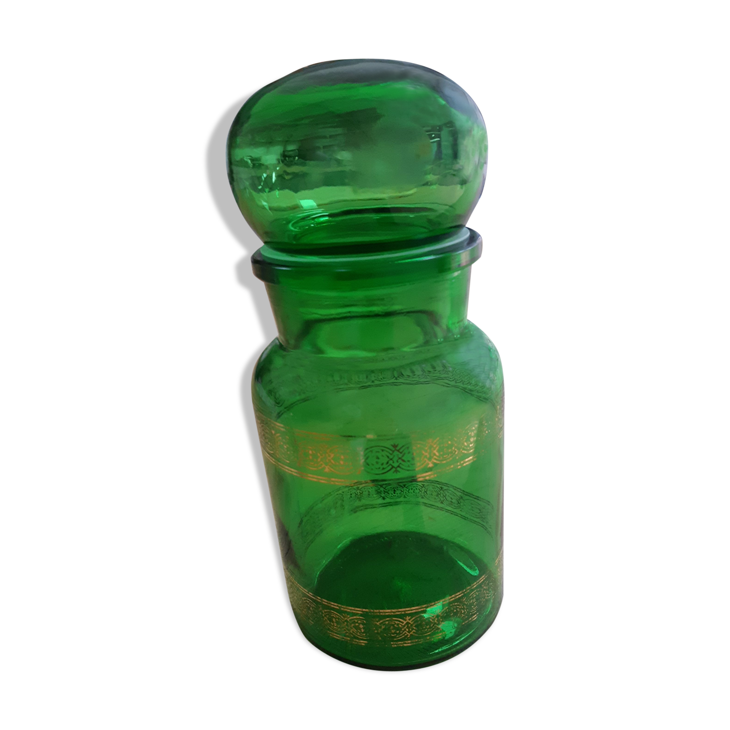 Green glass jar