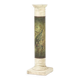 Antique Weathered Folk Art Painted Pedestal with Peacock