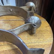 Brutalist wrought iron candlestick pair