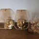 Pair of glass and metal wall lights