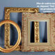 Round frame nineteenth century gilded stucco wood diameter 51 cm foliage 42.8 cm SB