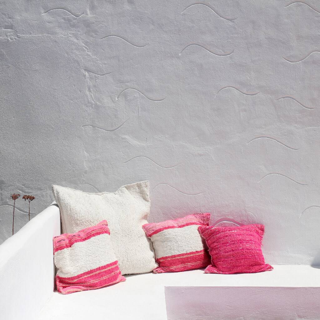 Handmade pouf cover - hand-woven recycled cotton - 90 x 90 cm