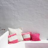 Handmade pouf cover - hand-woven recycled cotton - 90 x 90 cm