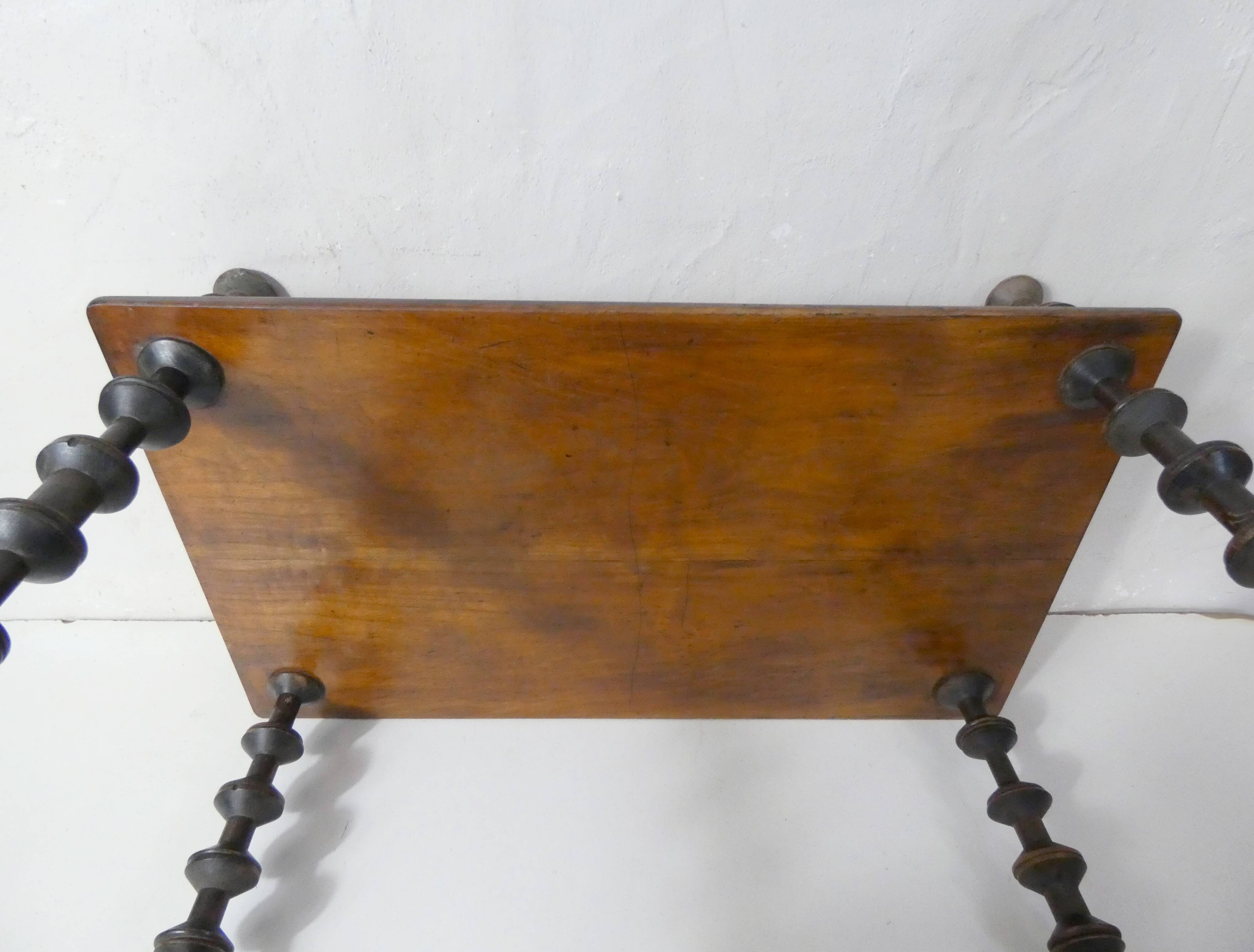 Antique wooden shelf with DMC spools – Industrial sideboard