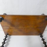 Antique wooden shelf with DMC spools – Industrial sideboard