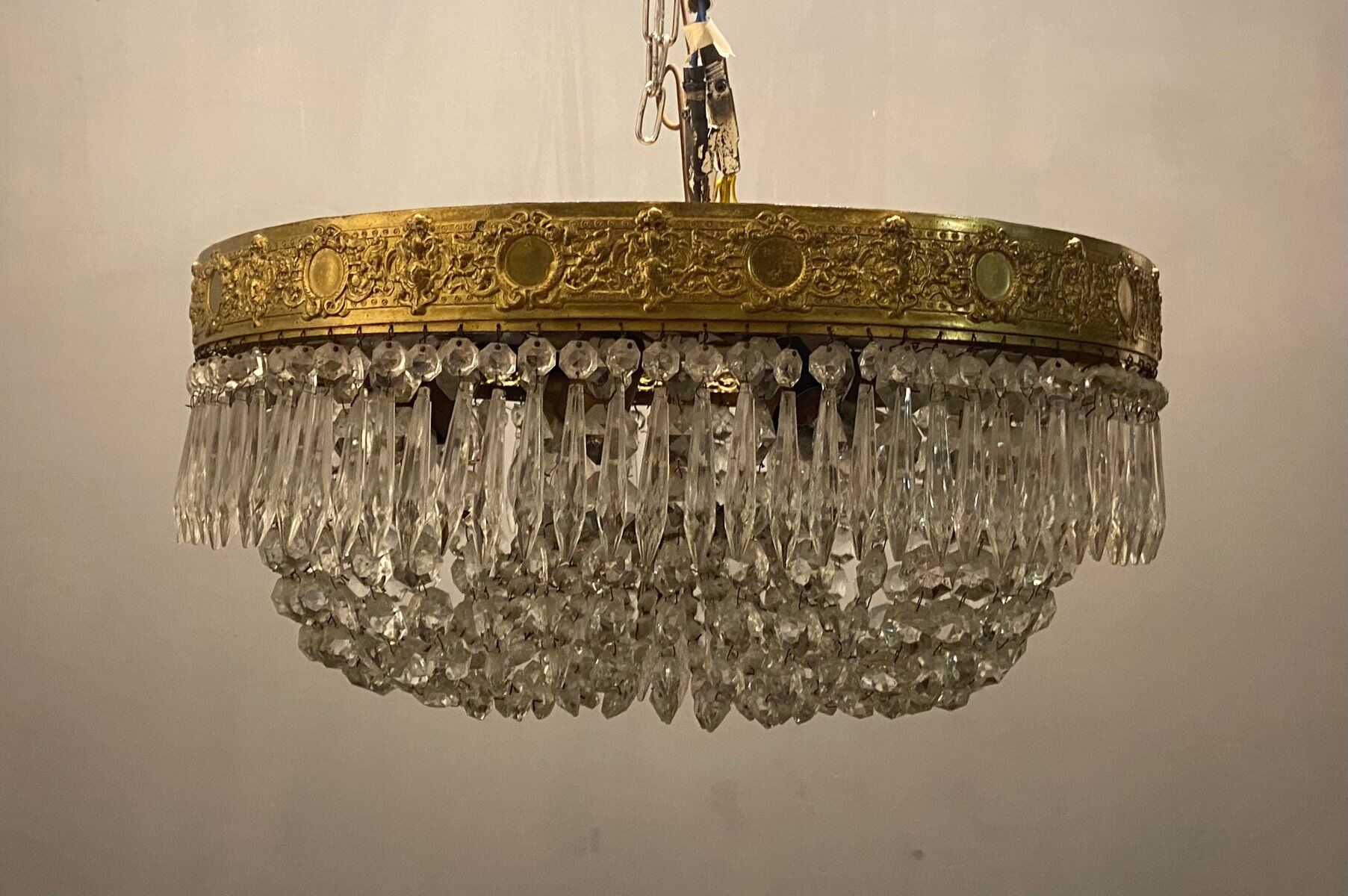 Vintage italian crystal ceiling light
