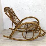 Vintage 1960s rattan rocking chair