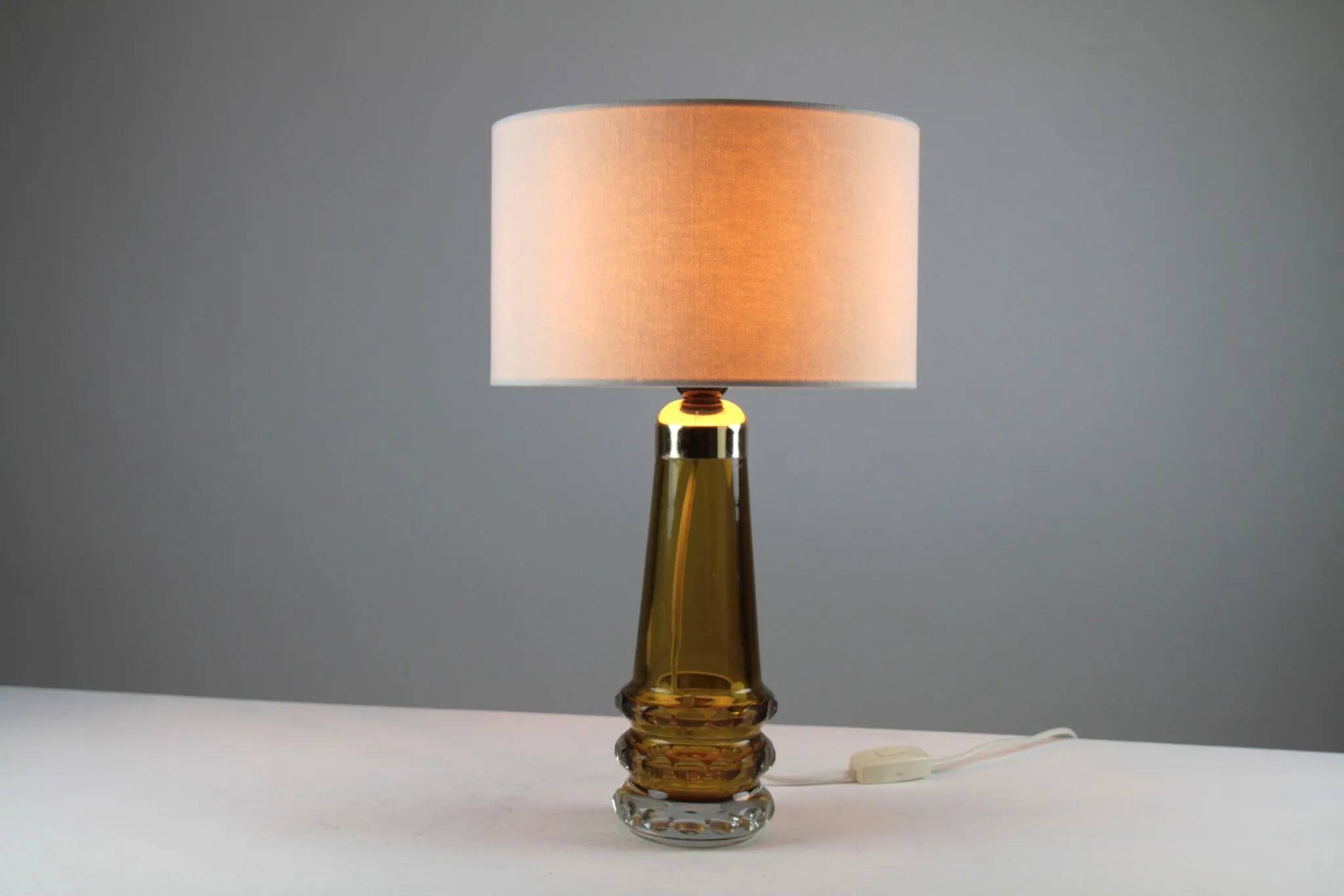 Amber & Clear Glass Table Lamp – Sweden, 1960s/1970s