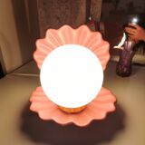 Ceramic shell lamp and opaline bead, saint-jacques, france, 1980