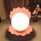 Ceramic shell lamp and opaline bead, saint-jacques, france, 1980
