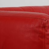 Red Mid-century 3-seater Leather Sofa by Edra, Italy 2000