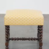 Antique English Footstool/ Ottoman with Turned Legs