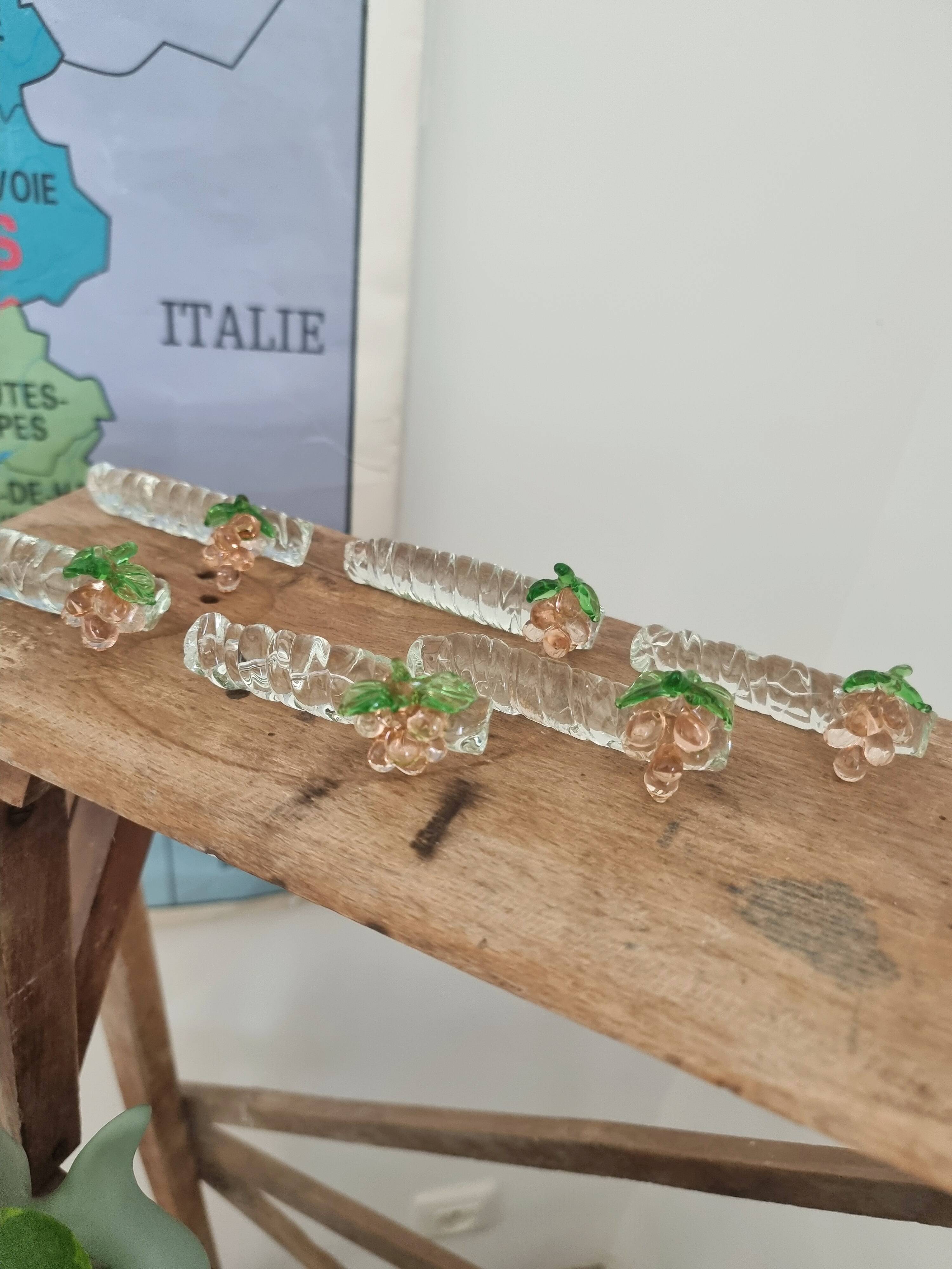 Set of vintage glass knife holders