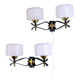Pair of double wall sconces, Maison Arlus, Mid-Century, black brass opaline