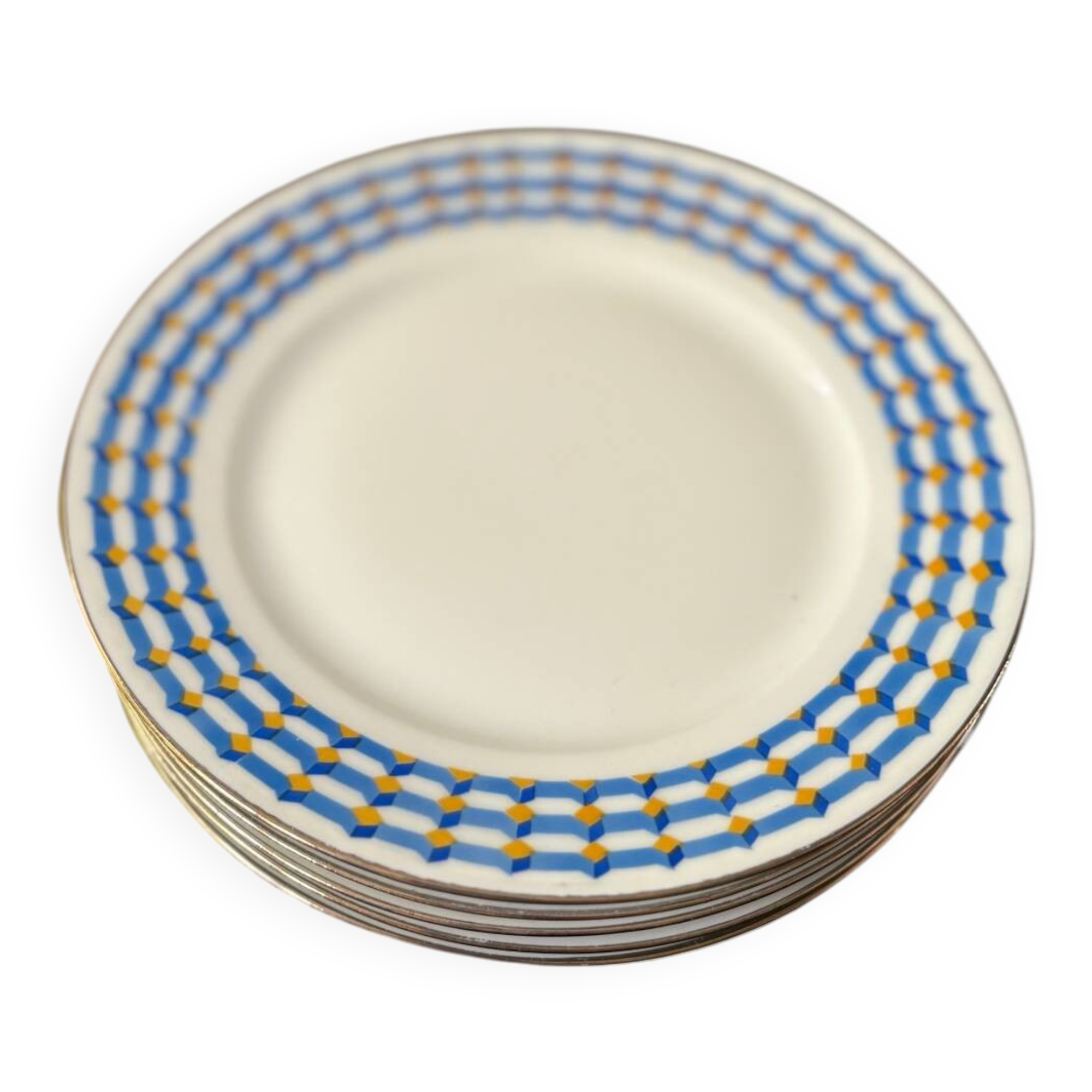 set of 5 geometric Limoges porcelain plates