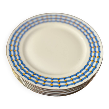 set of 5 geometric plates Limoges porcelain