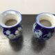 Pair of old Betschdorf vases in vintage Alsace blue enamelled stoneware