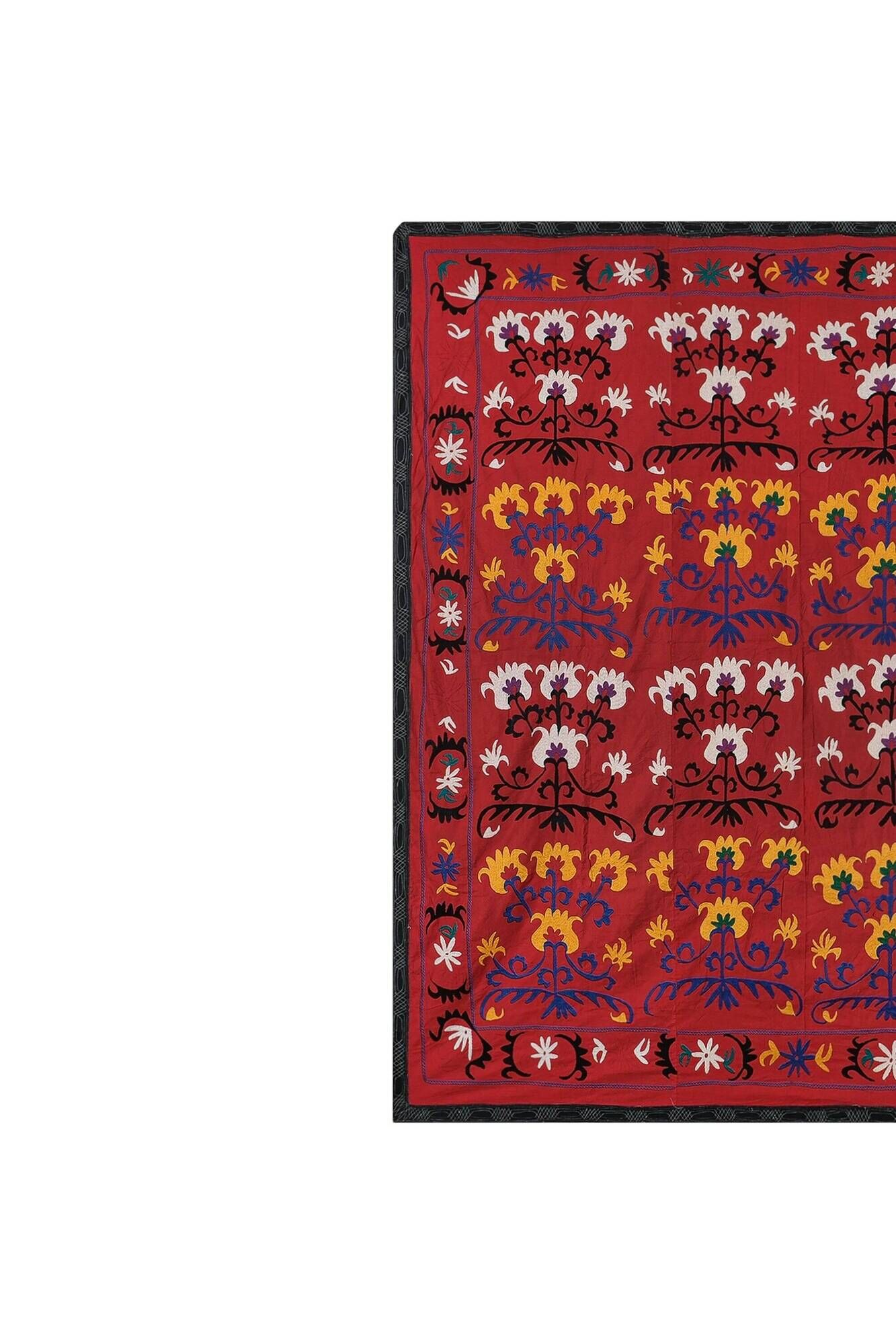 Vintage hand-embroidered tribal tapestry 222x231 cm