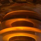 Vintage modernist chandelier, copper and glass, France 1930