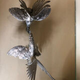 Vintage silver metal roosters