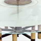 Curved glass disk chandelier. Italy 1950s