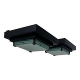 Pair of vintage post modernist wall lights, glass and sandblasted glass, France 1980