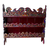 Étagère murale folklorique en bois peint