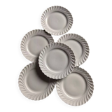 Set of 6 antique twisted white porcelain plates, a beautiful timeless classic.
