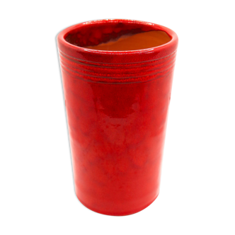 Handcrafted vase in bright red ceramic made in France
