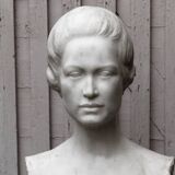 Important white marble bust, signed Léoni, 19th century