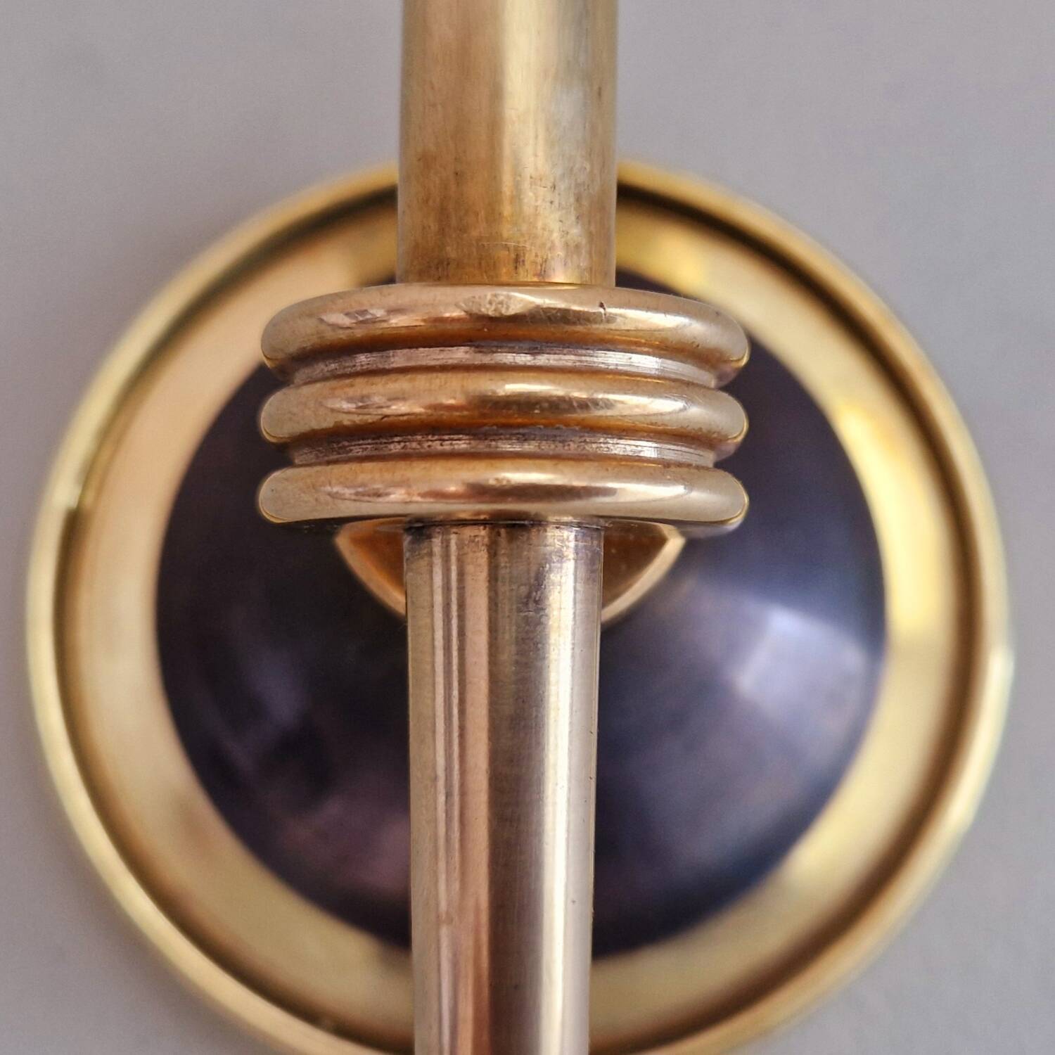 Pair of opaline and brass wall lights, 1950