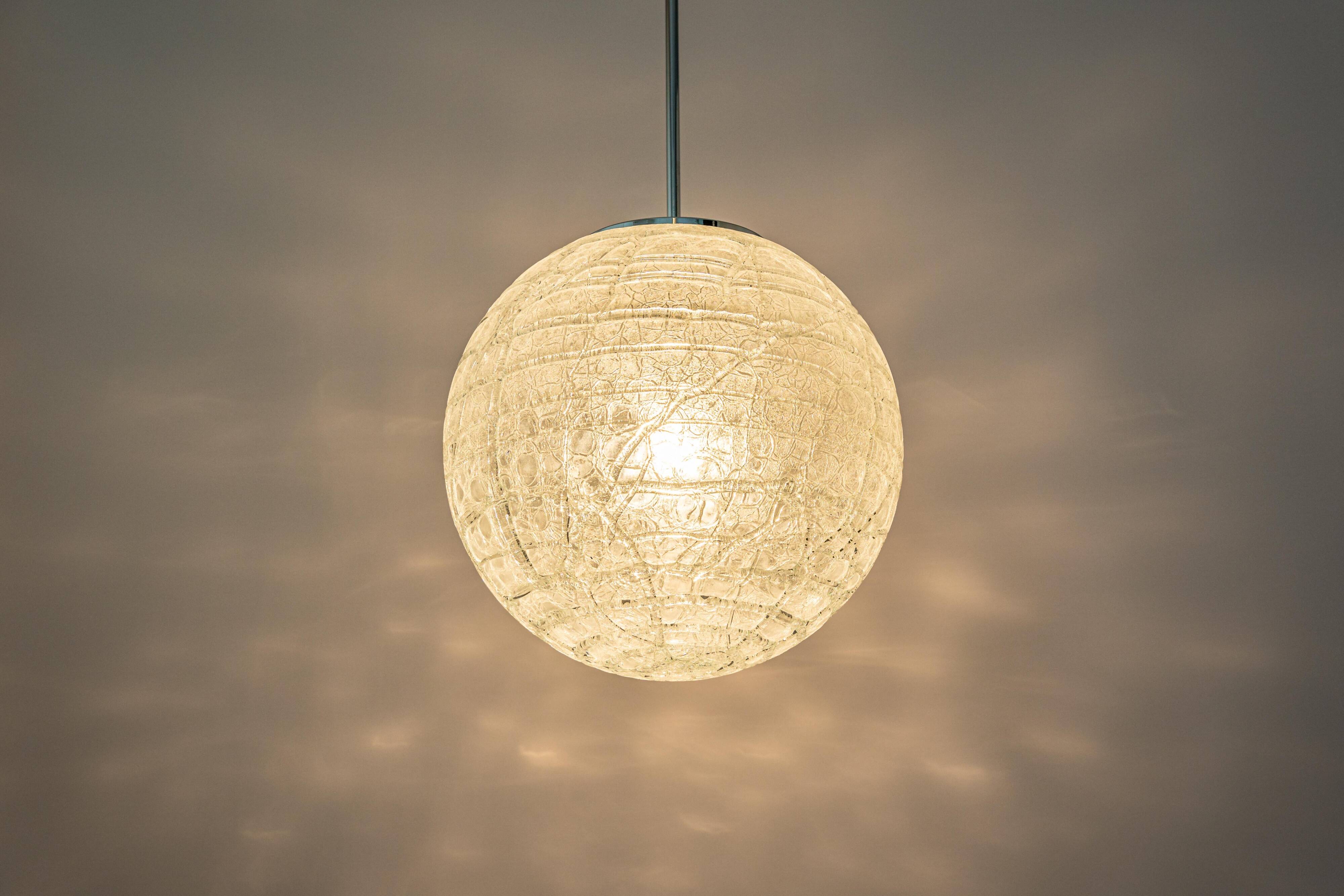 Large Murano ball pendant light by Doria, Germany, 1970s.