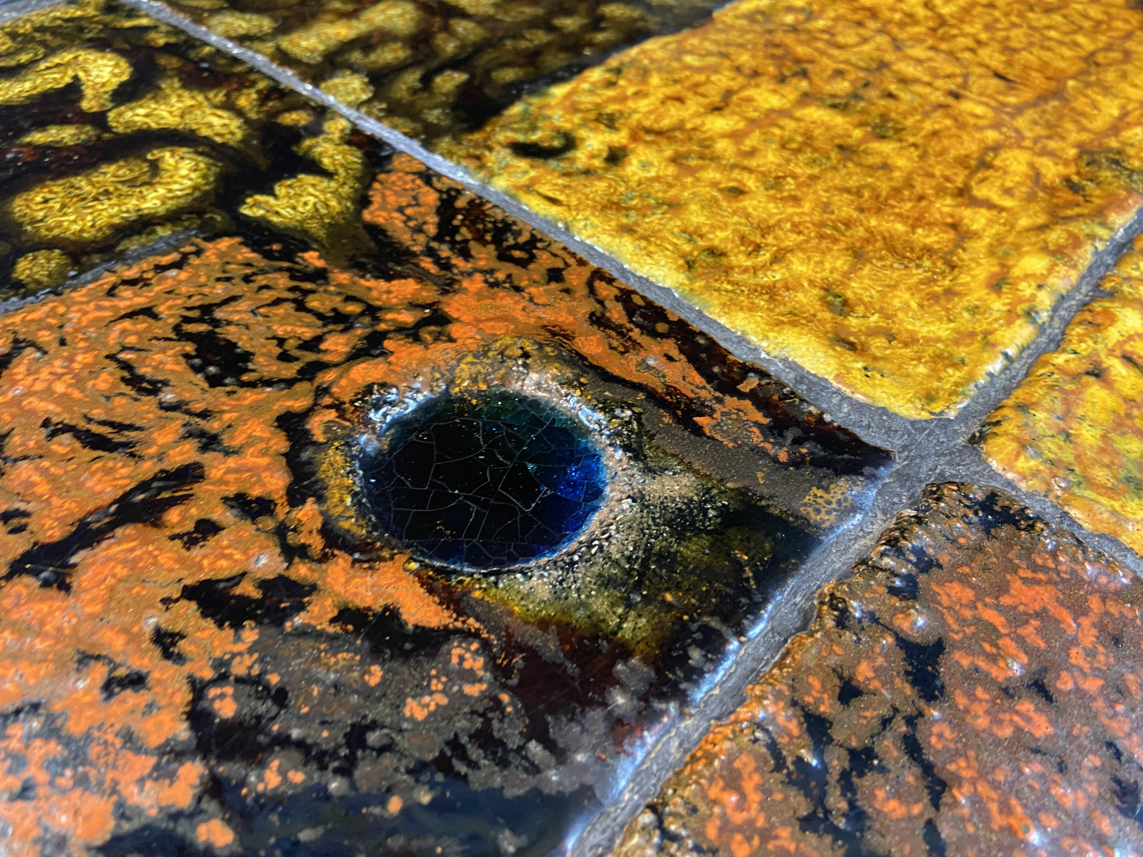 Roche Bobois coffee table design 1960-1970 ceramic top on metal.