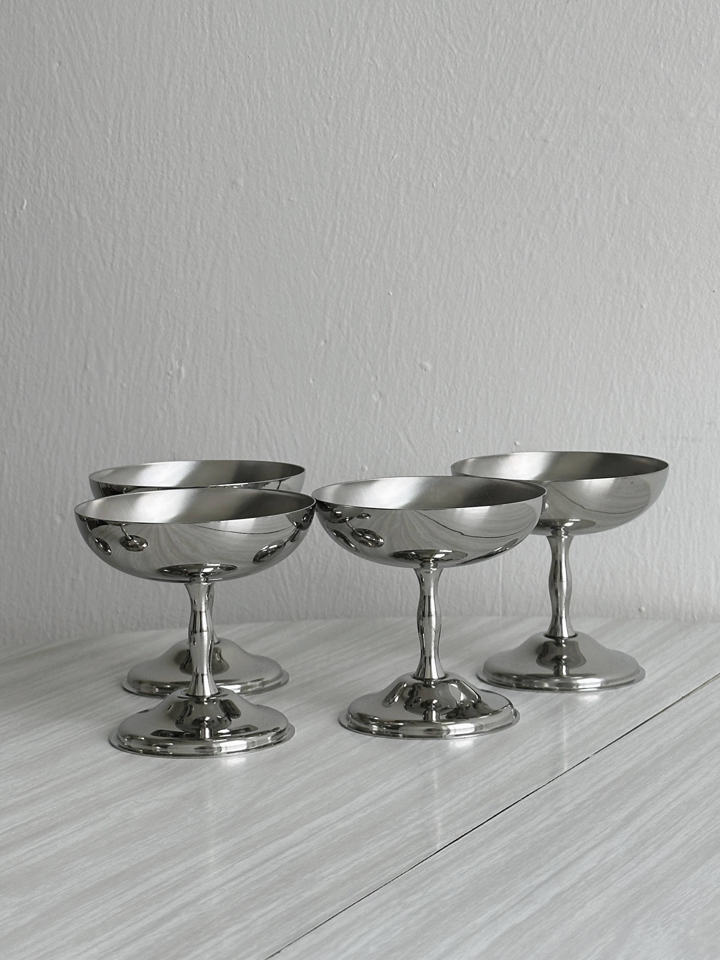 6 stainless steel footed bowls, Letang Remy style