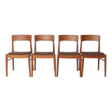 Ensemble de 4 chaises en teck Henning Kjærnulf – Design danois des années 1960 pour KS Møbler