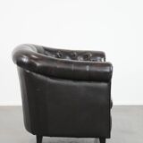 Dark luxury cowhide Chesterfield club armchair in English style