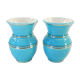 Paire de vases Verceram bleu turquoise et doré