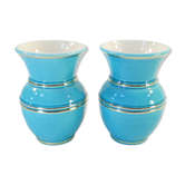 Pair of TURQUOISE BLUE AND GOLD VERCERAM vase