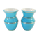 Paire de vases Verceram bleu turquoise et doré