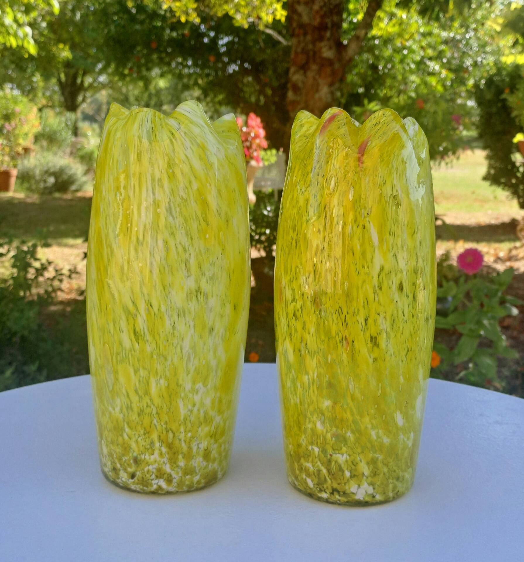 Pair of blown glass vases Clichy Legras