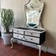 Black Paris Cream Mirror Chest of Drawers