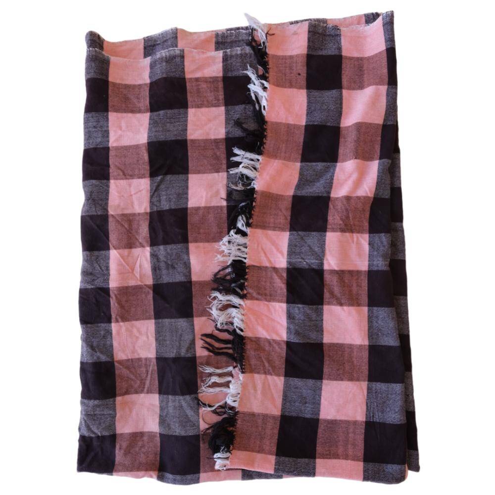Vintage haik checkered bed throw from Morocco - 183 x 223 cm
