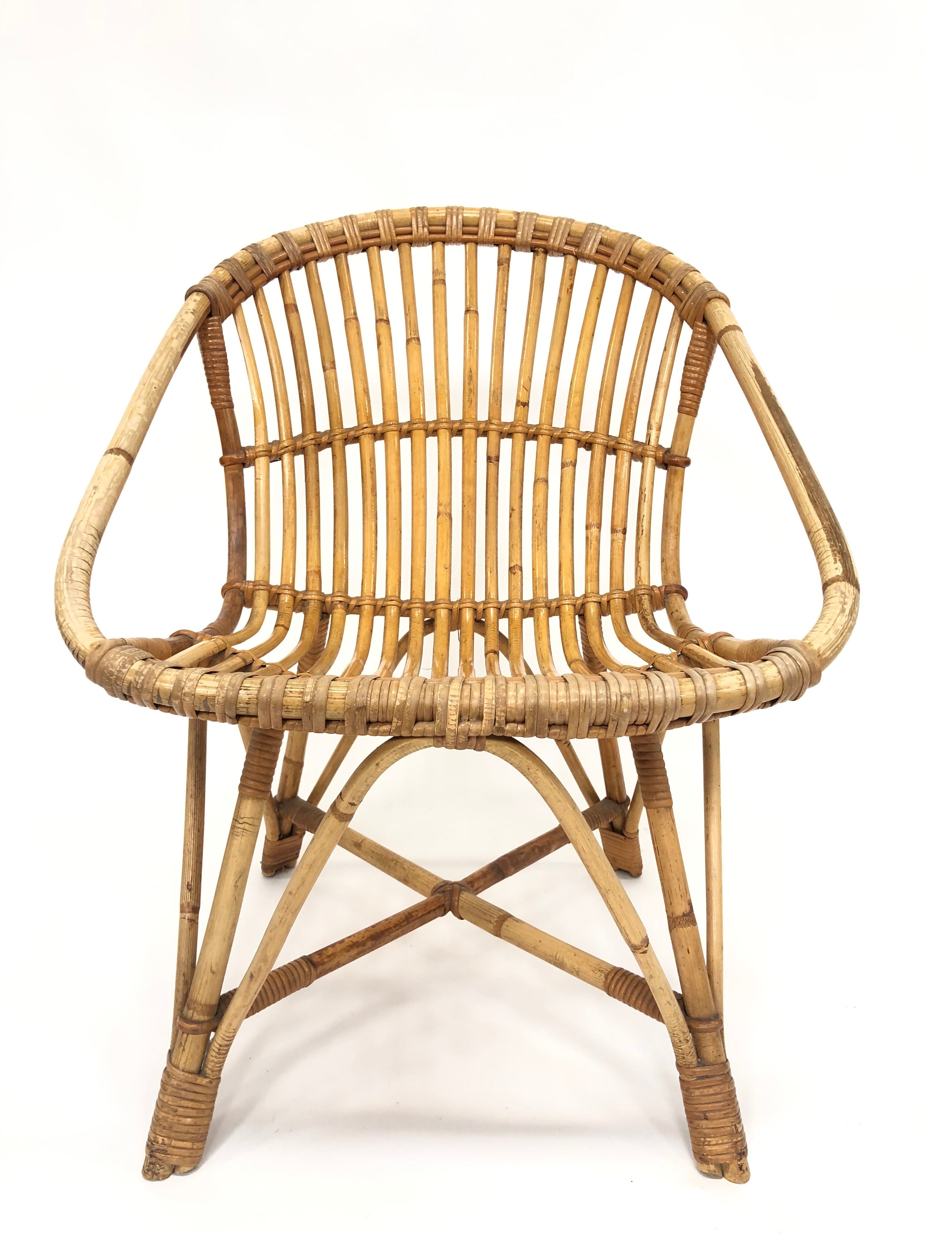 Rohe Noordwolde rattan chair, 1960, Netherlands