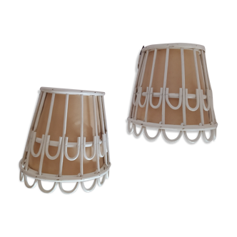 Pair of vintage bamboo wall light
