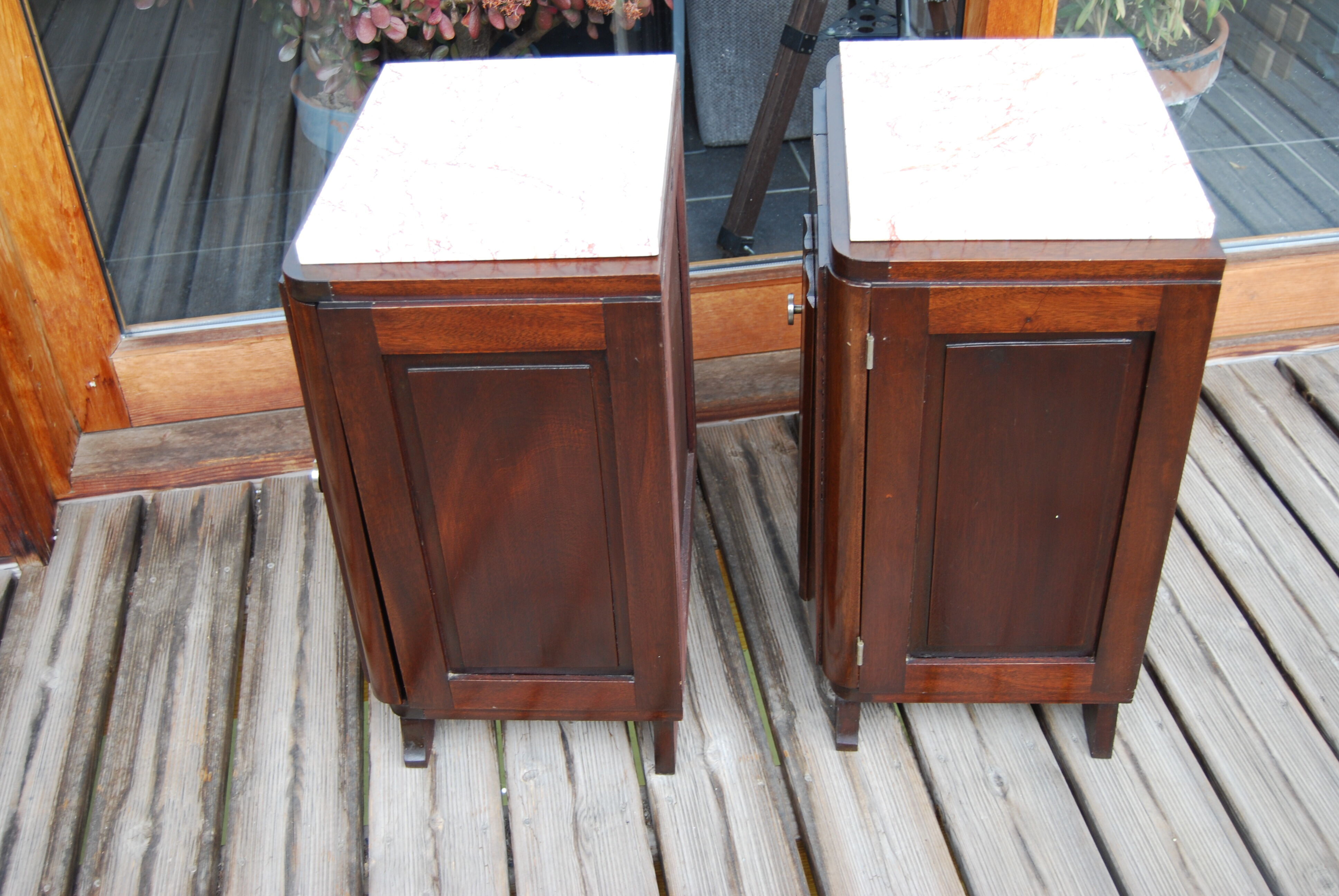 Pair of Vintage 1940 bedside tables with marble.