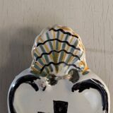 Wall-mounted holy water font in polychrome earthenware from the Nevers factory, 18th century